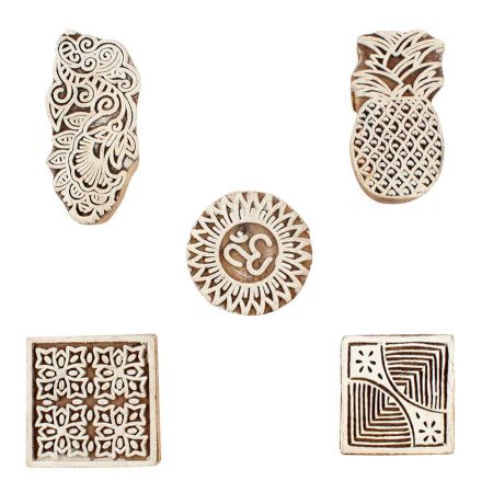 Set of 5 Piece New Wooden Printing Block